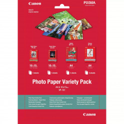 Paper Canon Variety Pack VP-101, A4 (210x297mm) & 4-x6- (102x152mm), Set: Matte MP-101-1pcs (A4 of 5 sheets) & Glossy GP-501-1pcs (A4 of 5 sheets) & High-Gloss PP-201 - 1pcs (10x15cm of 5 sheets) & Semi-Gloss SG-201-1pcs (10x15cm of 5 sheets)